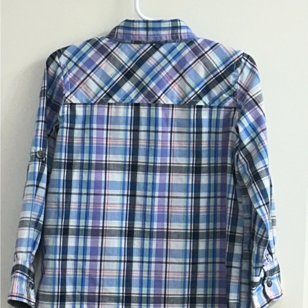 Old Navy Boys Multi Color Plaid Long Sleeve Button Up Shirt Size 4T‎